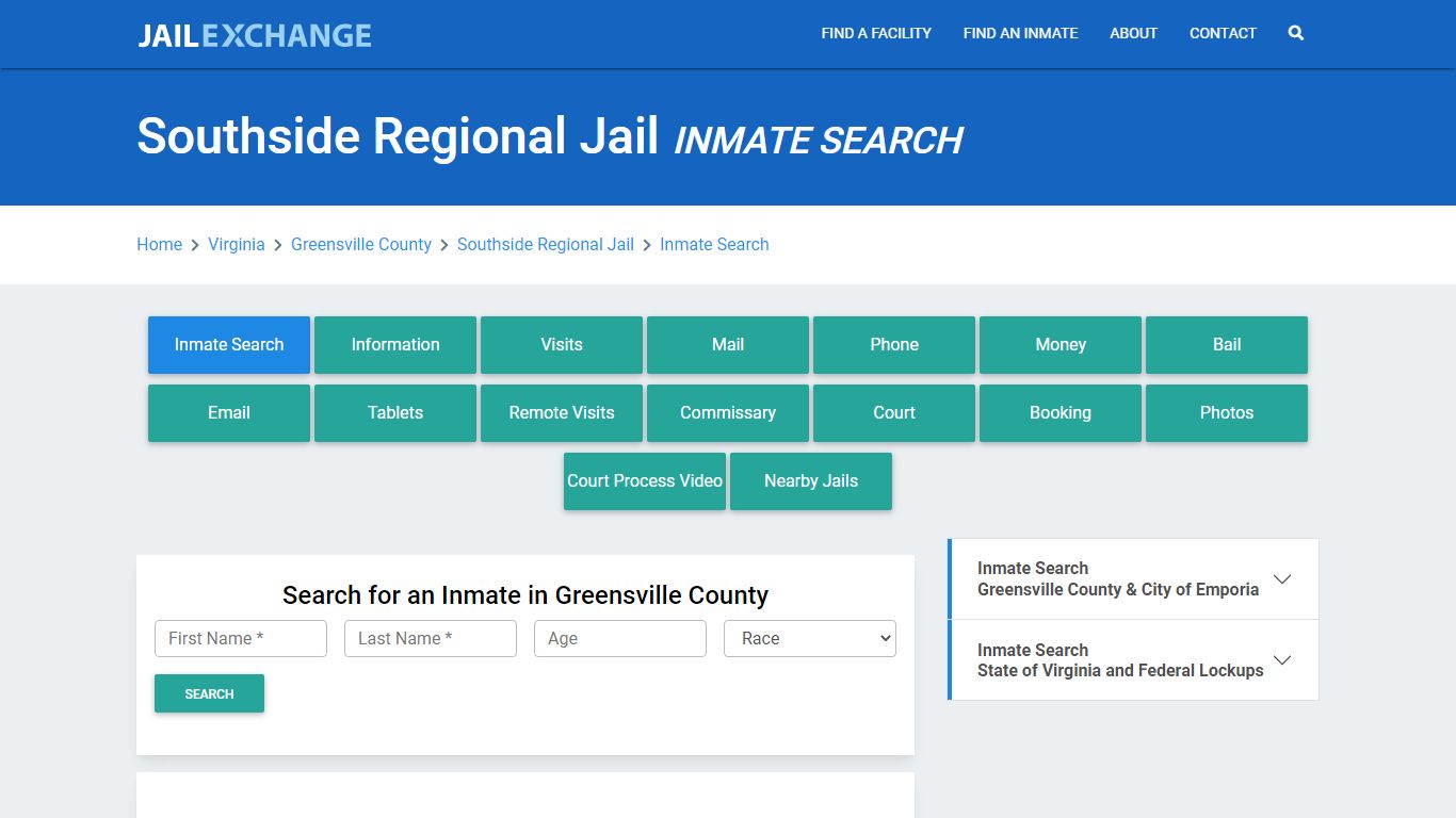 Southside Regional Jail, VA Inmate Search: Roster & Mugshots